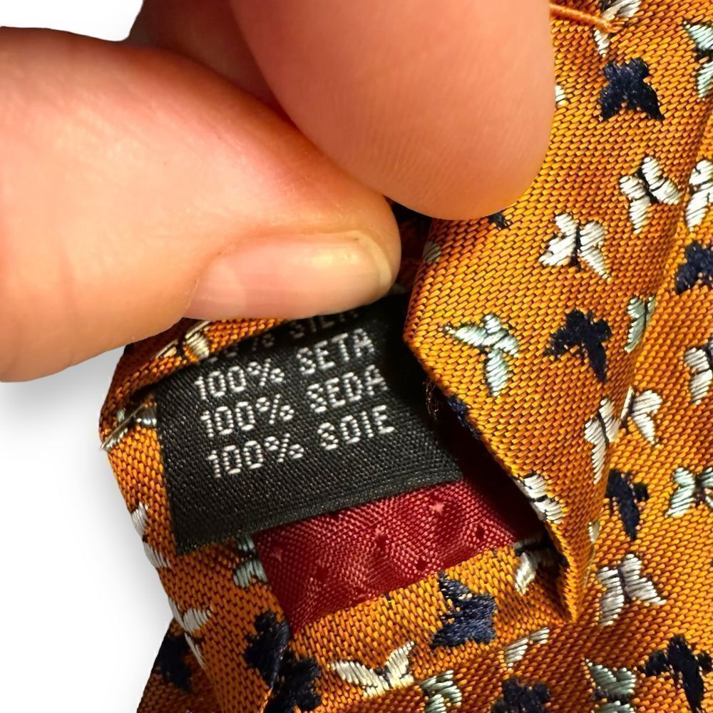 Yves Saint Laurent YSL Butterfly Orange Silk Tie - Picture 4 of 4